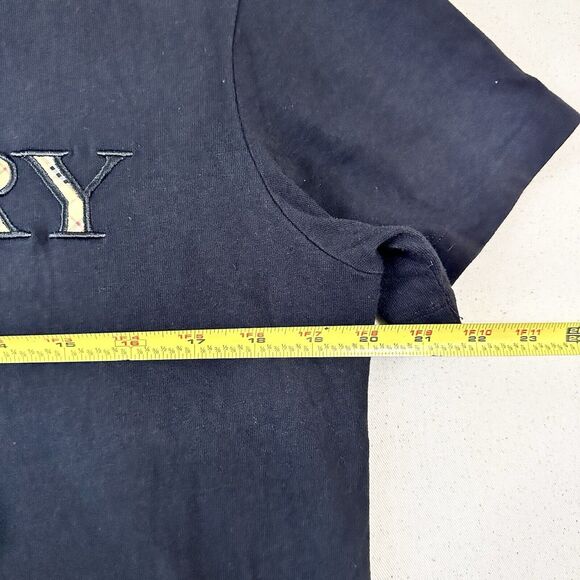 Burberry Men Size Medium Embroidered Logo Black Short Sleeve T-Shirt - Picture 7 of 10